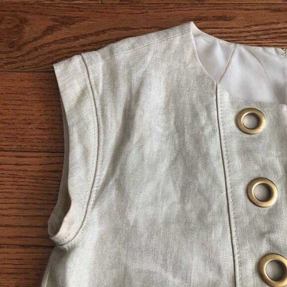 J.CREW METALLIC GOLD Linen Shift Sleeveless Linen Dress Women's Size 00 - Picture 8 of 11